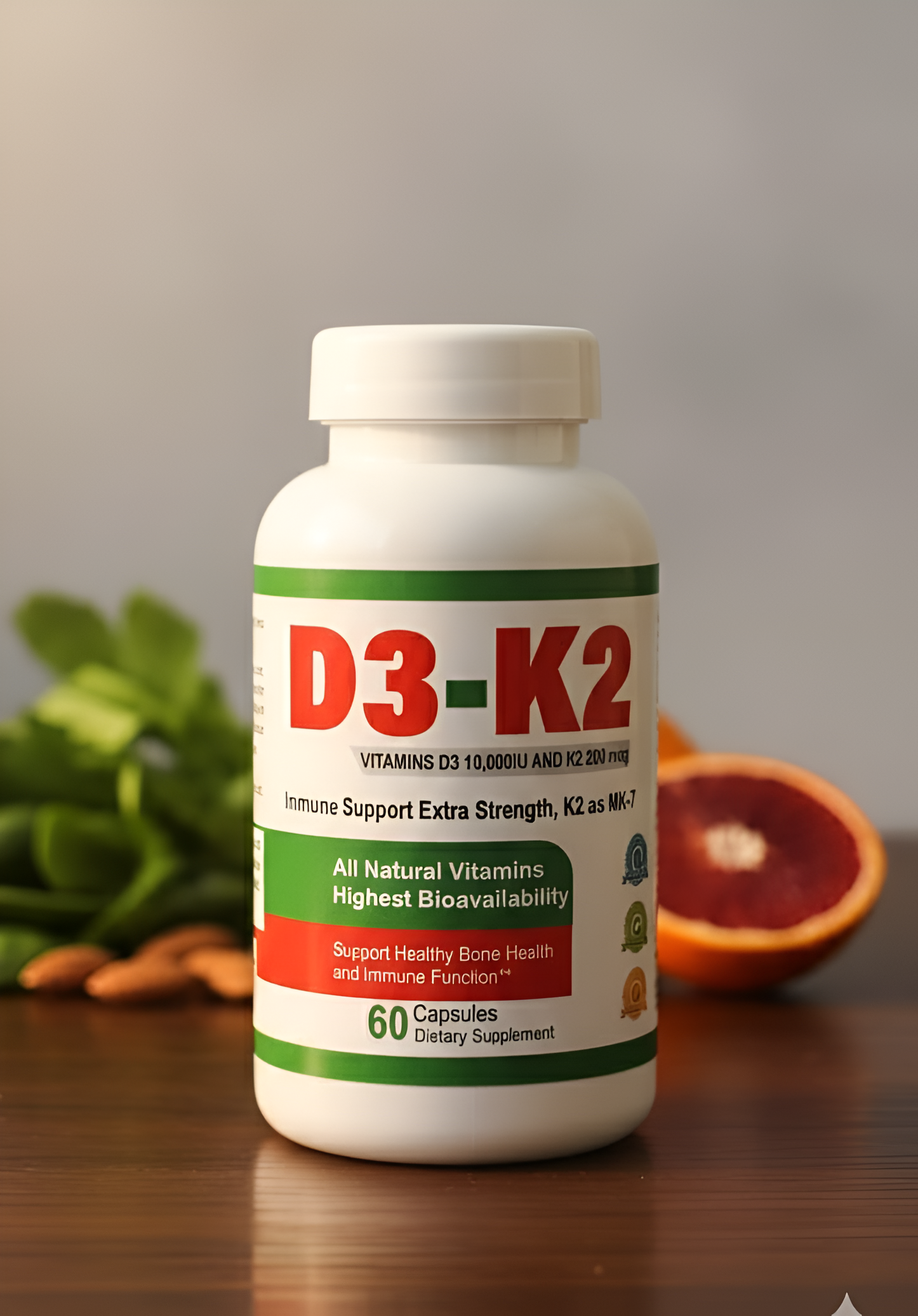 D3-K2 VITAMINS D3 10,000IU AND K2 200 mcg 60pis
